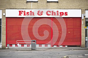 Fish and chips shop cafe takeaway red sign