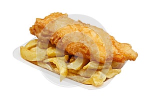 Fish and chips in tray