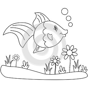 Fish coloring page for kids and adults