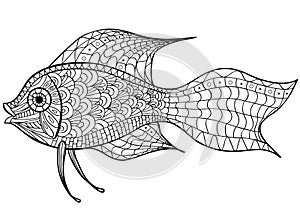 Fish - coloring page, vector illustration