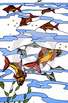 Fish on colour glass