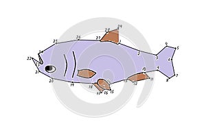 Fish, colouring book page colored