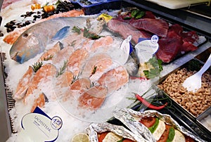 Fish counter in a grocery store