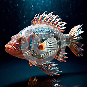 a fish covered in tiny mirrors reflecting the light k uhd ver