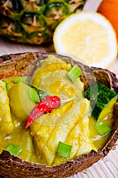 Fish curry with potatoes and zucchini