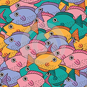 Fish cute hello seamless pattern