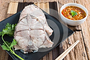 Fish dish - Boiled fish eat with seafood spicy dip