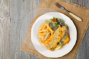 Fish dish - fried fish fillet with vegetables