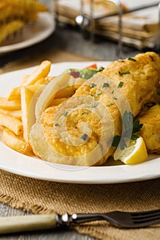 Fish dish - fried fish fillet with vegetables