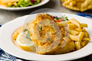 Fish dish - fried fish fillet with vegetables