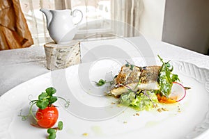 Fish dish - fried fish fillet of zander