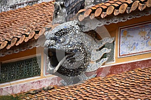 Fish Dragon Gutter Mosaic on Pagoda