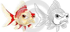 A fish with expressive grumpy faces