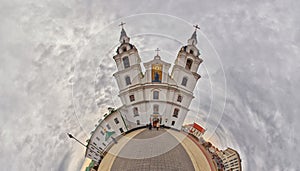 Fish-eye Bended Panorama of Holy-Spirit Cathedral in Minsk