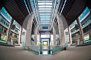 Fish-eye view of modern building