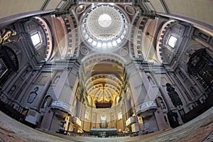 Fish-eye view of the San Gaudenzio Basilica interior