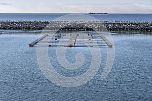 Fish farm at Melbu harbor, Norway