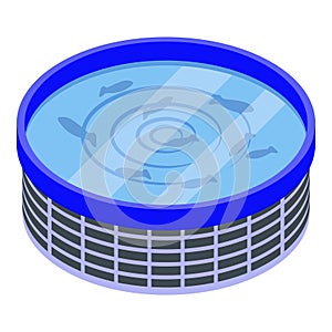 Fish farm pool icon, isometric style