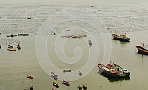 Fish farm in sea