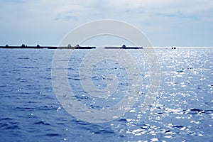 Fish farm view in blue mediterranean sea