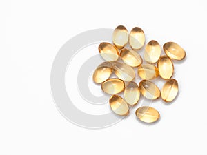 Fish fat. Tablets on ligth background.