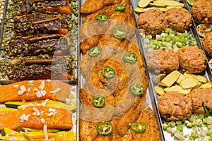 Fish filet on a stand in a local foodmarket