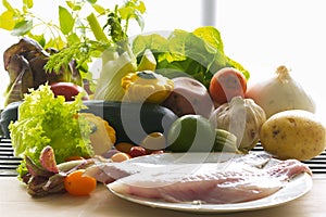 Fish fillet and ingredients