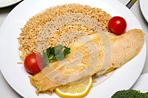 Fish fillet with rice