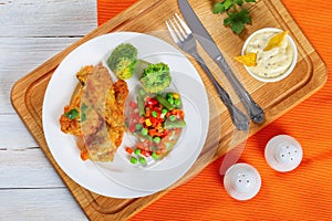 Fish fillets with mix of steam cooked vegetables