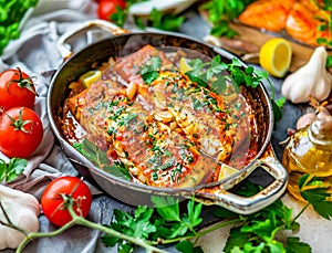 Fish Fillets in Tomato Herb Sauce