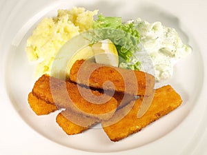 Fish Fingers with smashed Potato