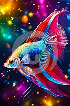 fish fins made of jewels and glitter generated by ai