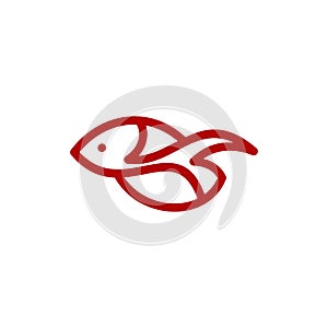 Fish Fire line modern logo design, logotype element for template
