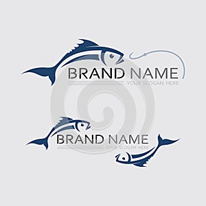 Fish and Fishing logo aquatic design animal vector illustration