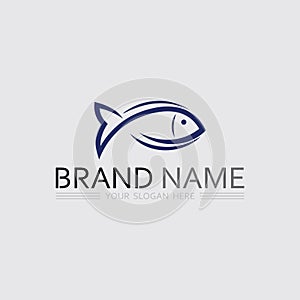 Fish and Fishing logo aquatic design animal vector illustration