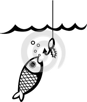 fish and fishing lure vector illustration