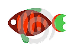 Fish flat icon vector isolated on white background.