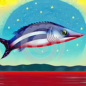 fish flying in the air