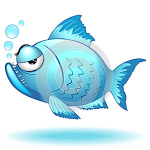 Fish Funny Grumpy Cartoon Character Vector illustration - 1