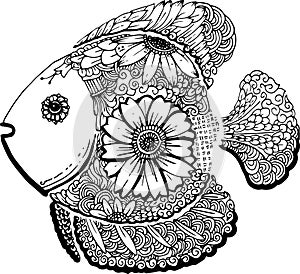 Fish hand drawn doodle