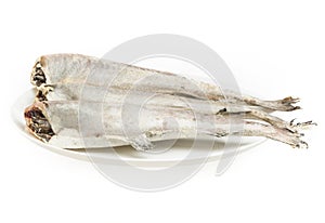 Fish without head on a white background