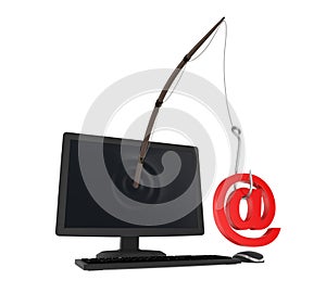 Fish Hook with Email Sign Isolated