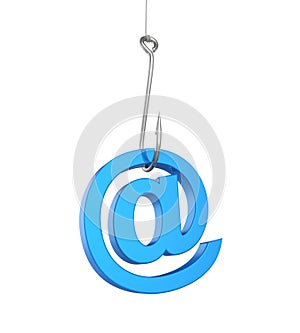 Fish Hook with Email Sign Isolated