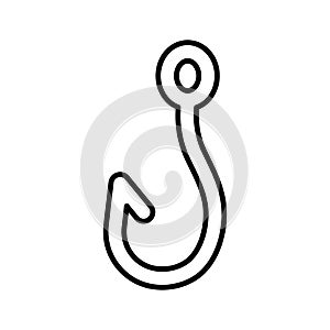 Fish hook icon. Barbed fish hook. Fishing tackle