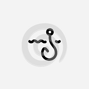 Fish hook vector icon sign symbol