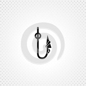 Fish hook icon on white background