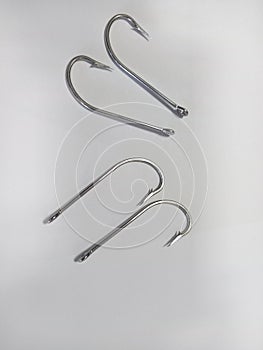 Fish hook J-hook type in white background