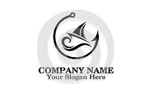 Fish hook logo design