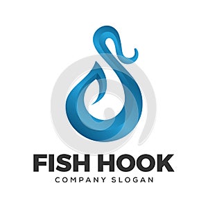 Fish hook vector logo design template