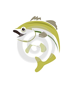 Fish icon abstract green fishing illustration